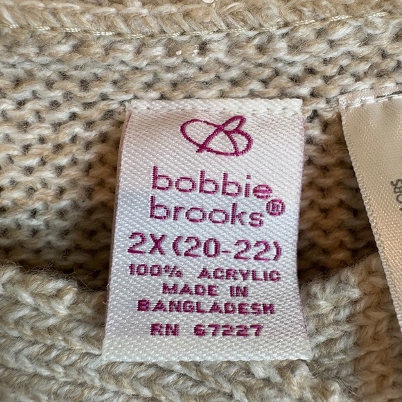 Bobbie Brooks Tan/Cream Knit Sweater Open Front Cardigan Sleeveless Sweater - Picture 6 of 7